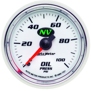 AutoMeter 7321 Autometer NV 52mm 0-100 PSI Oil Pressure Mechanical Gauge
