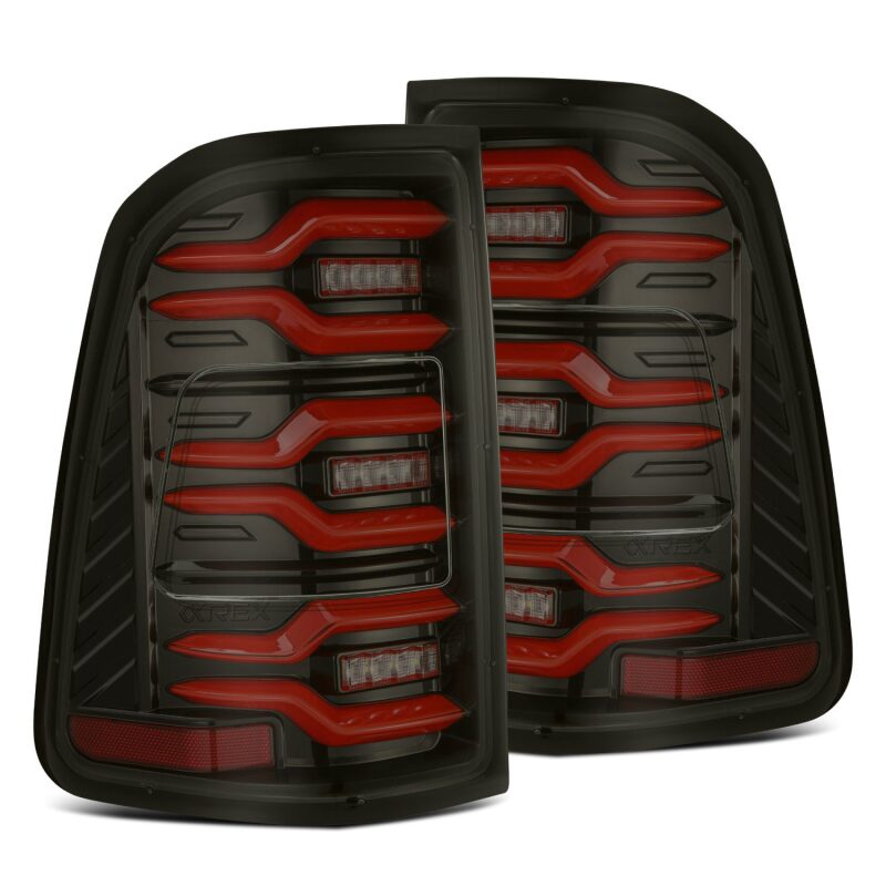 AlphaRex 640050 19-21 fits Dodge Ram 1500 Luxx-Series LED Tail Lights Black/R