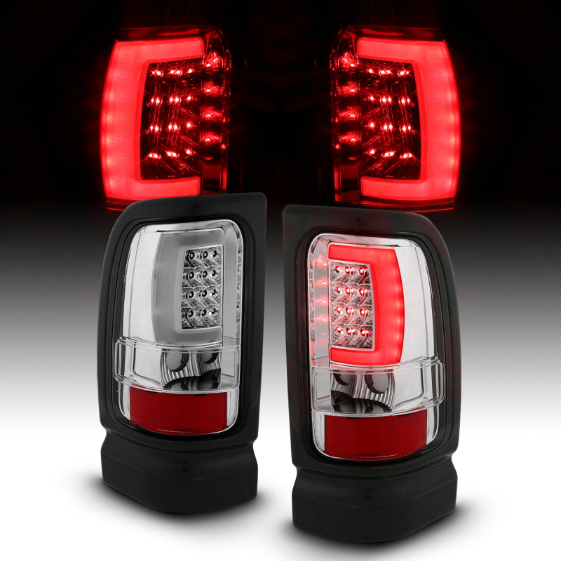 ANZO 311341 1901 fits Dodge 94-20 Ram 1500 LED Taillights Plank Style Chrome w/ Clear Lens