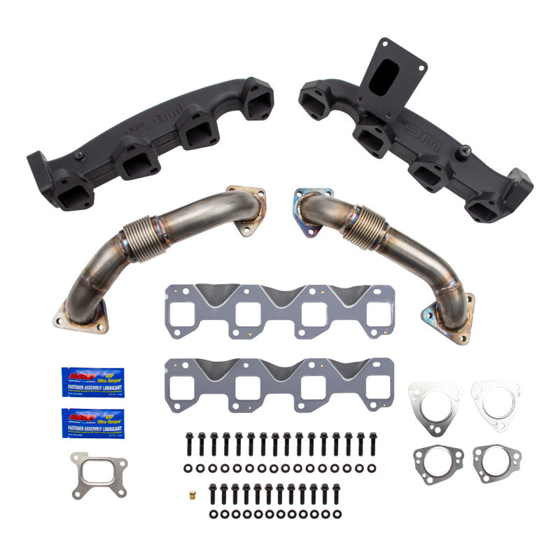 Wehrli WCF100226 fits Chevrolet 17-24 Duramax Billet Exhaust Manifold & Stainless Up Pipe Kit w/ Gaskets & Hardware