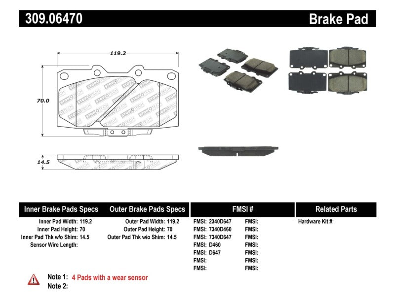 Stoptech 309.0647 89-96 Nissan 300ZX Sport Performance Front Brake Pads