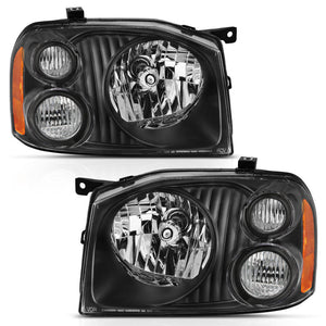 ANZO 111433 2001-2004 fits Nissan Frontier Se Crystal Headlight Black Amber Reflector