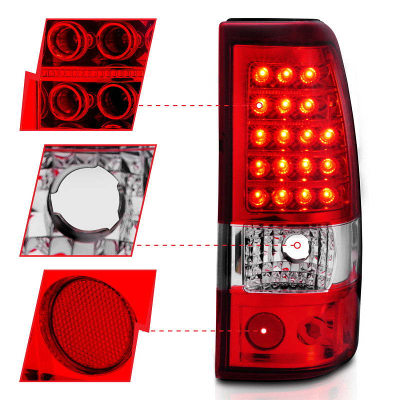 ANZO 311007 2006 fits Chevrolet 03-20 Silverado 1500 LED Taillights Red/Clear