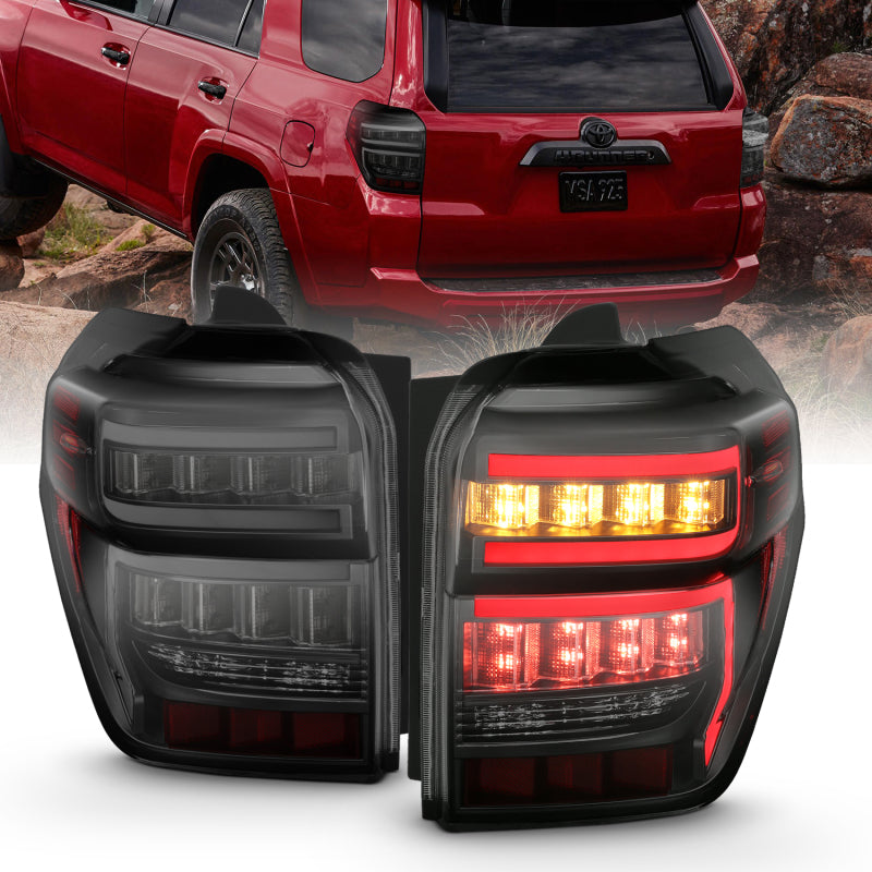 ANZO 311312 2020 fits Toyota 14-20 4Runner T.L Black Housing Smoke Lens Red Light Bar W/Sequential