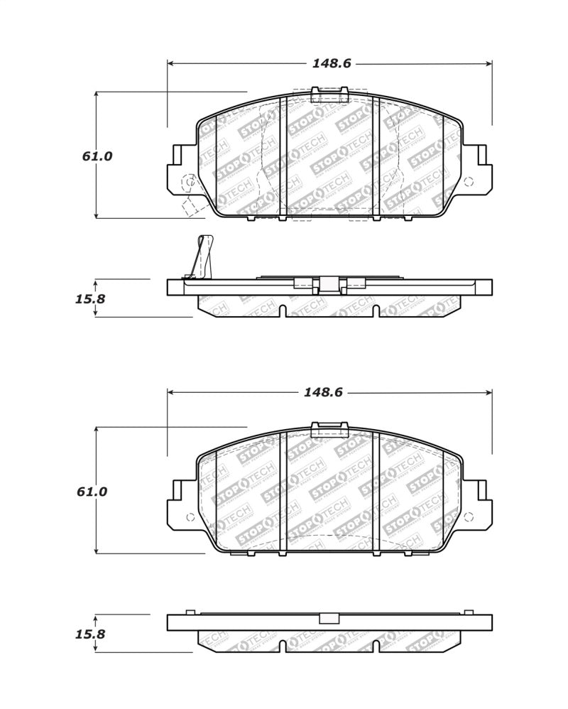 Stoptech 305.1653 14-18 Ford Fusion SE Luxury Street Performance Front Brake Pads