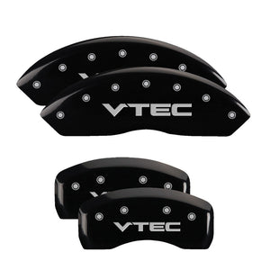 MGP 20216SVTCBK 4 Caliper Covers Engraved Front & Rear Vtech Black finish silver