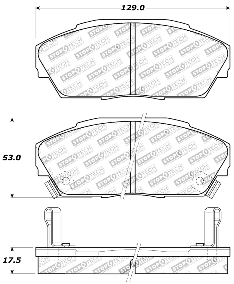 Stoptech 309.0409 Performance 90-93 Acura Integra / 90-93 Honda Civic Sedan / 90-91 Prelude Front Brake Pads