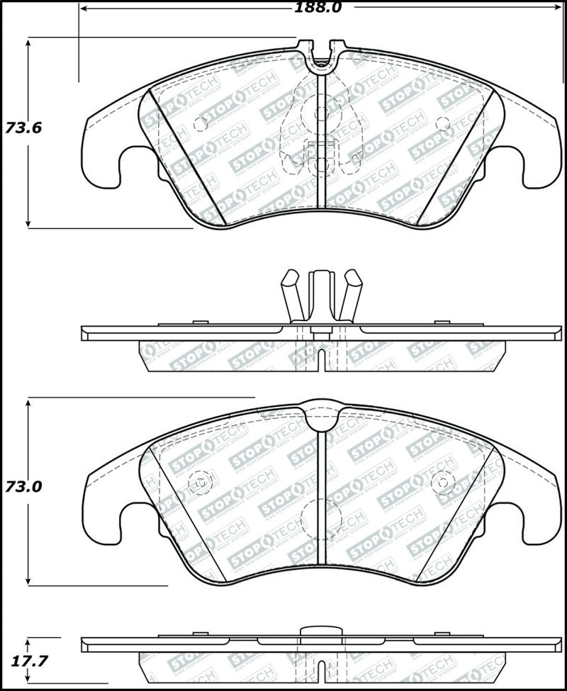 Stoptech 305.1322 Street Select 08-17 Audi A5 Front Brake Pads