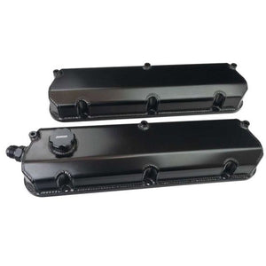 Moroso 68478 fits Ford 302/351W 2-3/4in Tall Aluminum Valve Covers - Blk (w/-12AN Vac Fitting & Oil Fill)