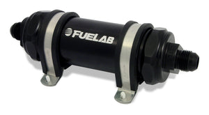 Fuelab 85801-1 858 In-Line Fuel Filter Long -8AN In/Out 10 Micron Fabric w/Check Valve - Blk