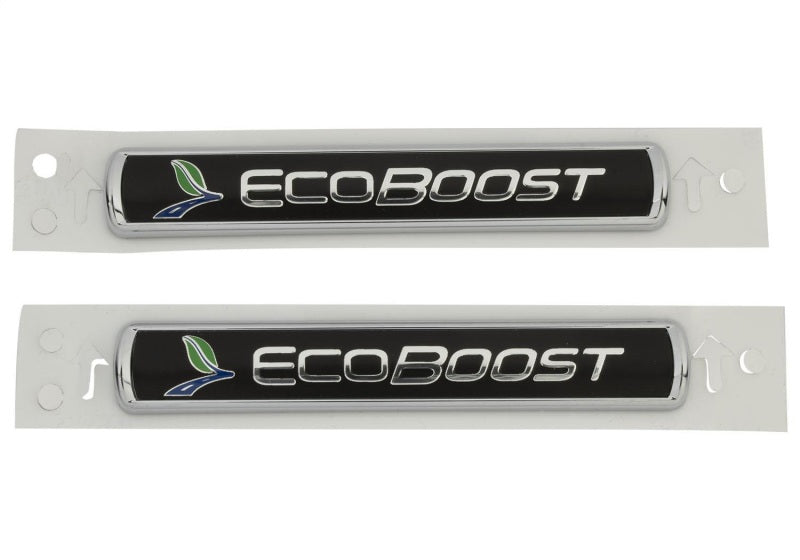 fits Ford Racing M-1447-EBBLK Black/Silver EcoBoost Emblem 3-1/2in x 9/16in - Set of 2