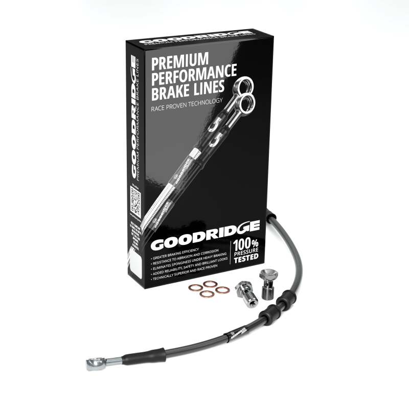 Goodridge HD0067-1FC-BK-4 04-28 HD XL50/XL883C -4in Black Brake Line Kit w/Stainless Steel Fittings