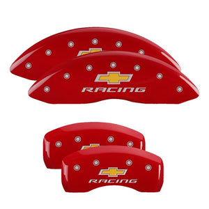 MGP 14006SBRCRD 4 Caliper Covers Engraved Front & Rear fits Chevy racing Red fin