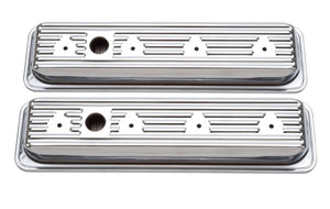 Edelbrock 4446 Valve Cover Signature Series fits Chevrolet 1987-1995 262-400 CI V8 Low Chrome