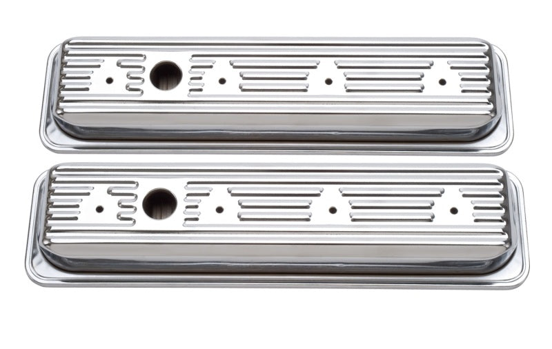 Edelbrock 4446 Valve Cover Signature Series fits Chevrolet 1987-1995 262-400 CI V8 Low Chrome