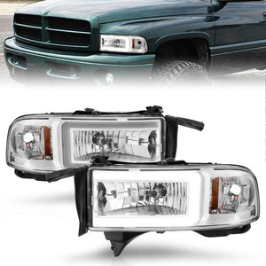 ANZO 111555 94-02 fits Dodge RAM Crystal Headlight - w/ Light Bar Chrome Housing