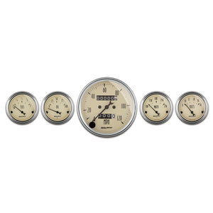 AutoMeter 1808 AutoMeter Gauge Kit 5 Pc. 3-1/8in. & 2-1/16in. Mech. Speedometer Antique Beige