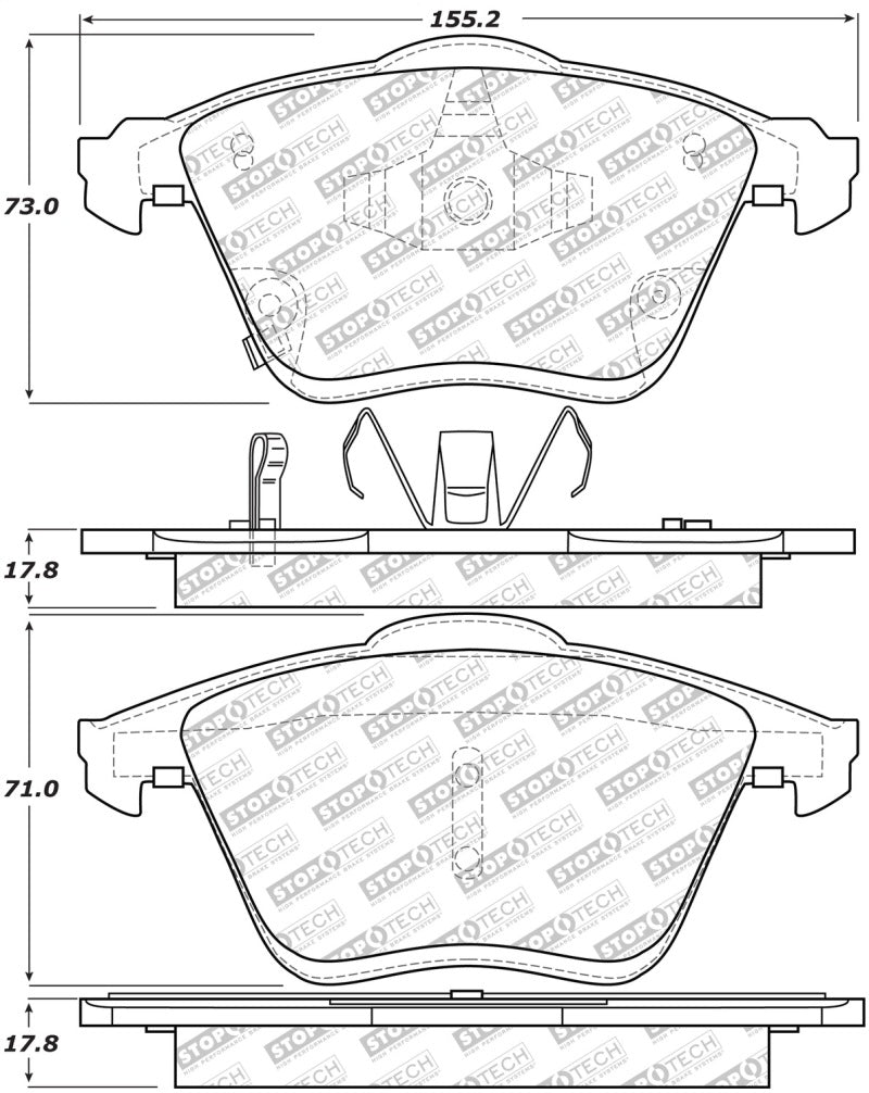 Stoptech 305.1186 Street Select Brake Pads w/Hardware - Front