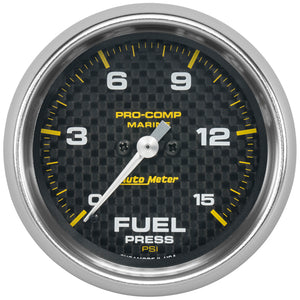 AutoMeter 200849-40 Autometer Marine Carbon Fiber 2-5/8in 15 PSI Digital Stepper Motor Fuel Pressure Gauge