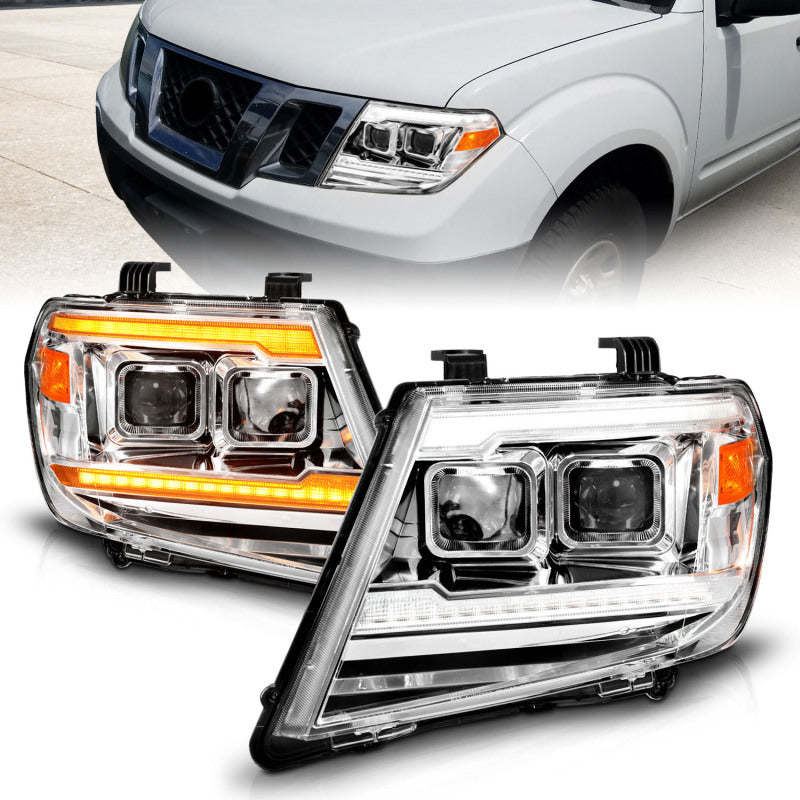 ANZO 111598 fits Nissan 09-20 Frontier Chrome Projector Plank Style DRL w/ Switchback & Sequential LED DRL