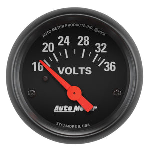 AutoMeter 2651 Autometer Z-Series 2-1/16in 16-36 Volts Electric Voltmeter Gauge
