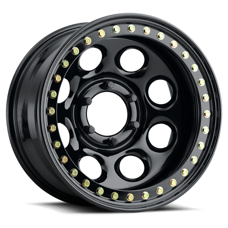 Raceline RT8158055 RT81 Rock 8 15x8in / 5x139.7 BP / -19mm Offset / 107.95mm Bore - Gloss Black Beadlock Wheel