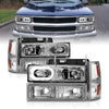 ANZO 111508 fits Chevrolet 88-98 C1500 Crystal Headlights Chrome Housing w/ Signal and Side Marker Lights