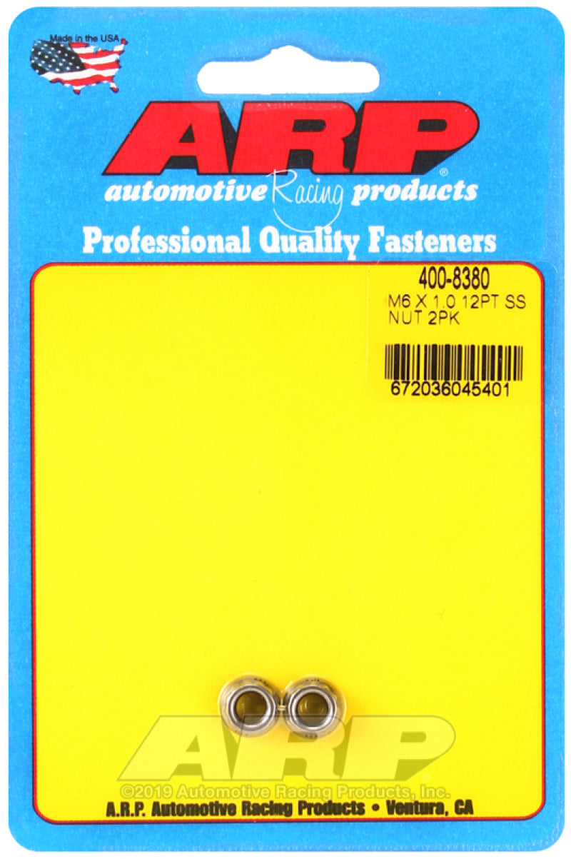 ARP 400-8380 M6 x 1.00 (M8 WR) SS 12pt Nut Kit (Set of 2)