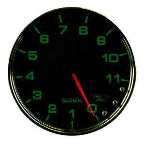 AutoMeter P23931 Autometer Spek-Pro Gauge Tachometer 5in 11K Rpm W/Shift Light & Peak Mem Black/Chrome