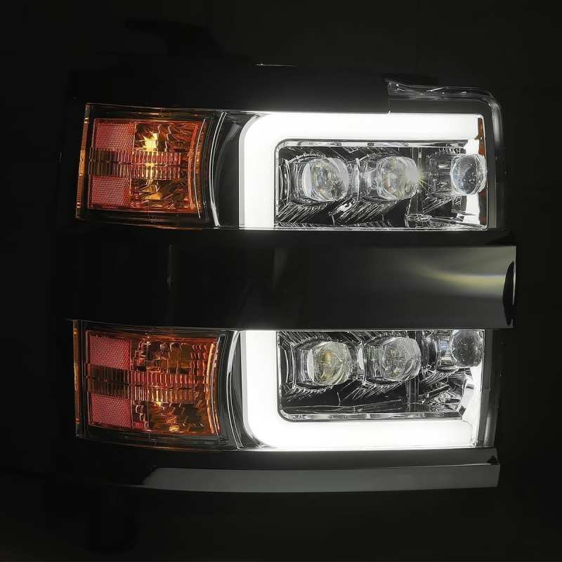 AlphaRex 880227 fits Chevy 15-18 2500HD NOVA LED Proj Headlights Plank Style Black w/Activ Light/Seq Signal/DRL