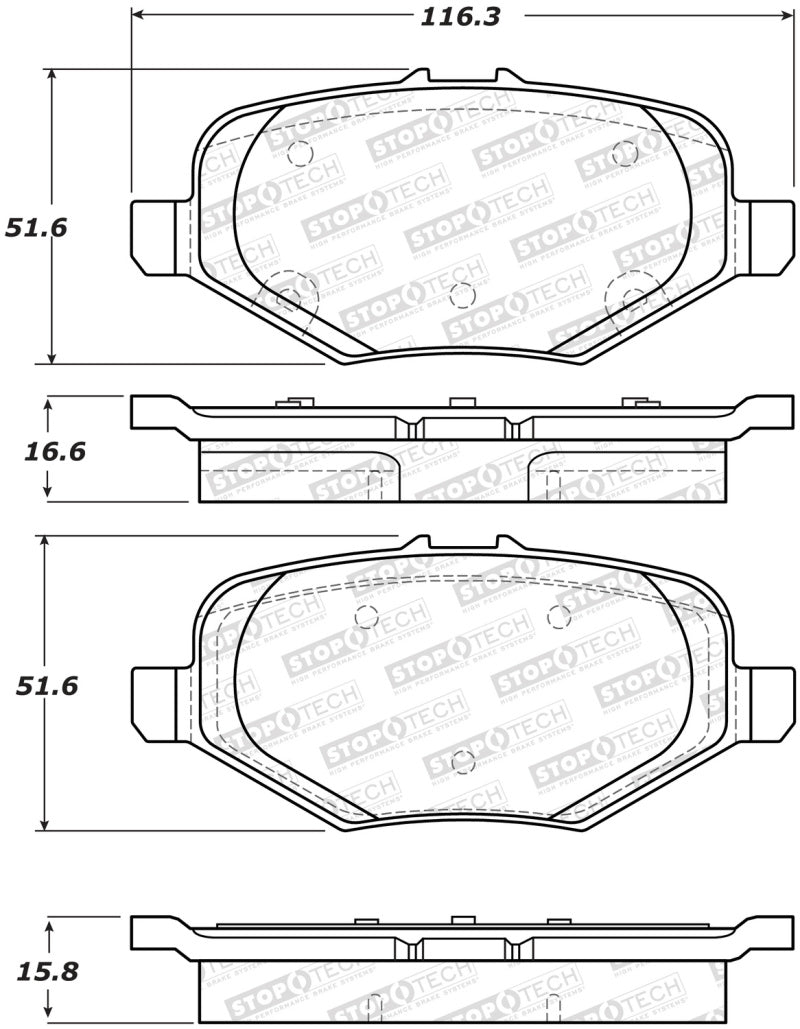 Stoptech 308.1612 Street Brake Pads - Front
