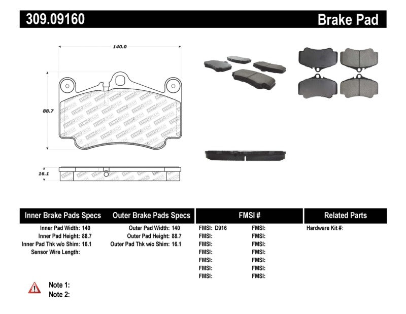 Stoptech 309.0916 Performance Brake Pads