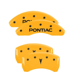 MGP 18025SPONYL 4 Caliper Covers Engraved Front fits Pontiac Rear Arrow Yellow F