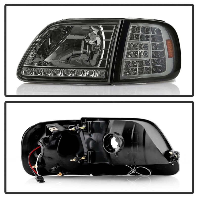 5014801 Xtune fits Ford 97-03 F150 Crystal Headlights w/ Clear LED Corners Smo