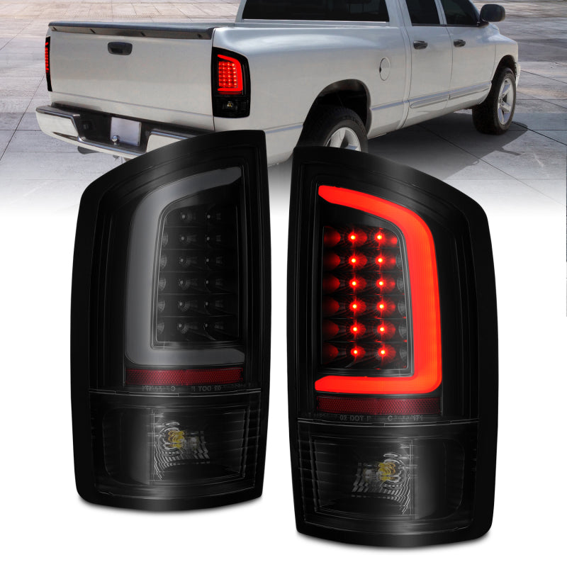 ANZO 311369 2006 fits Dodge 02-20 Ram 1500 LED Tail Lights w/ Light Bar Black Housing Smoke Lens