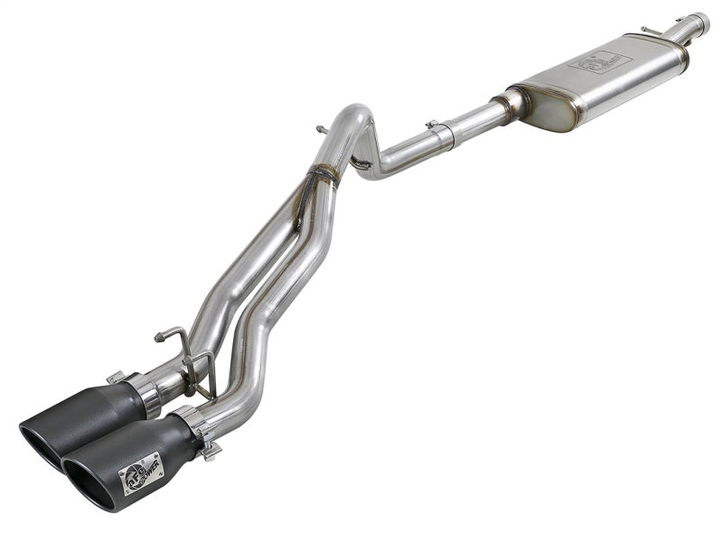 AFE 49-48054-B Series Cat-Back 2.5in Dual Center Exit SS Exhaust w/ Black Tips