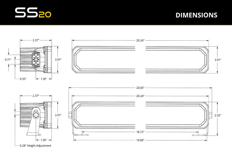 Diode Dynamics DD8233 SS20 Pro Yellow Combo Standard ABL (one)