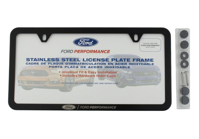 fits Ford Racing M-1828-SSB fits Ford Performance Slim License Plate Frame - Black Stainless Steel