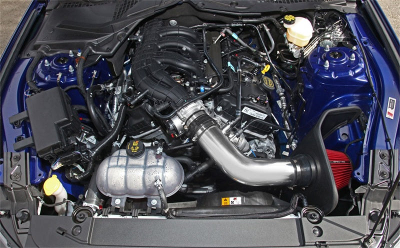 Spectre 9041 15-16 fits Ford Mustang V6-3.7L F/I Air Intake Kit - Polished w/Red Filter