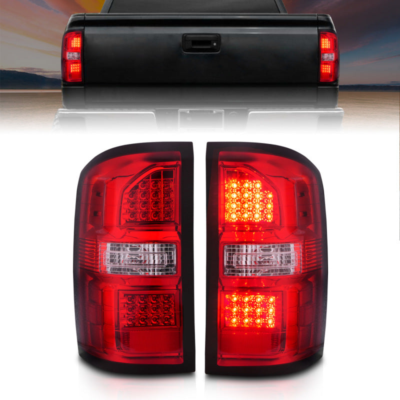 ANZO 311399 2018 fits GMC 14-20 Sierra LED Tail Lights Black Housing Red/Clear Lens