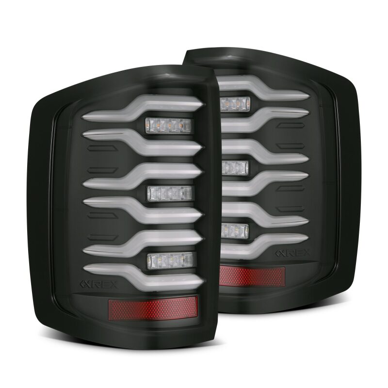 AlphaRex 620030 14-18 fits Chevrolet Silverado Luxx-Series LED Tail Lights Bl