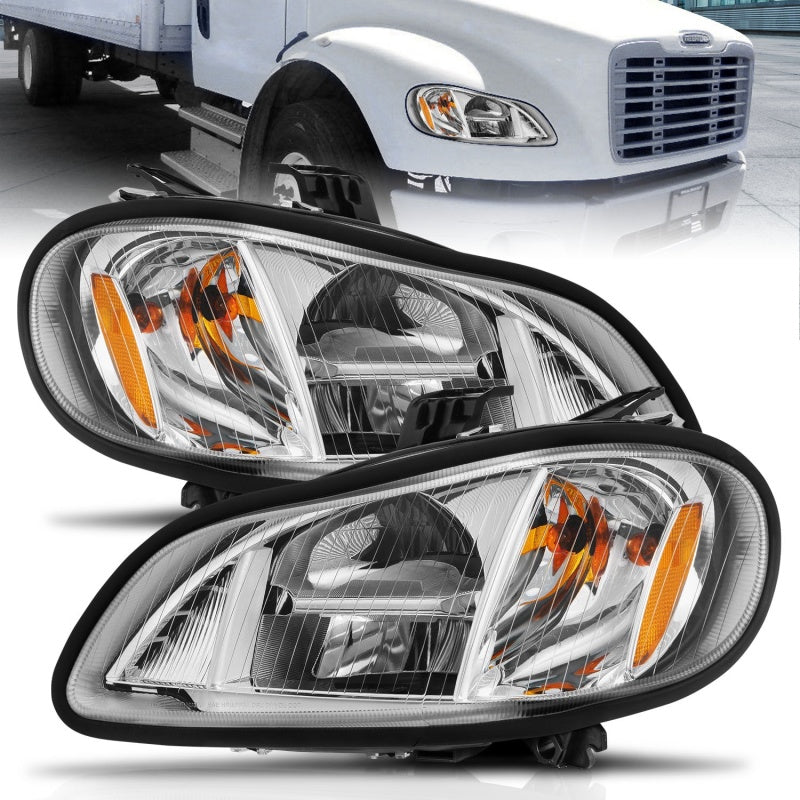 ANZO 131031 2014 fits Freightliner 02-20 M2 LED Crystal Headlights Chrome Housing w/ Clear Lens (Pair)