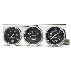 AutoMeter 2399 Autometer AutoGage Chrome Console 52.4mm Mech 0-100 PSI Oil Press/ 10-16 V / 130-280 Deg Water Temp