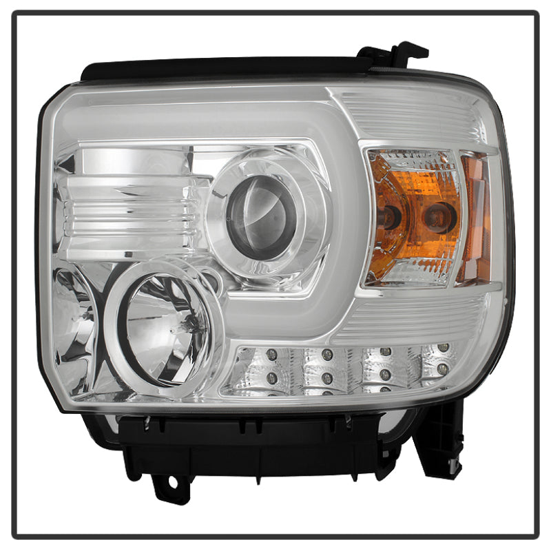 Spyder 5080868 fits GMC 14-16 Sierra Projector Headlights Light Bar DRL Chrm PR