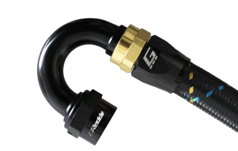 GReddy 12801218 AN12 180 DEGREE HOSE END SWIVEL BLACK/GOLD ANODIZED