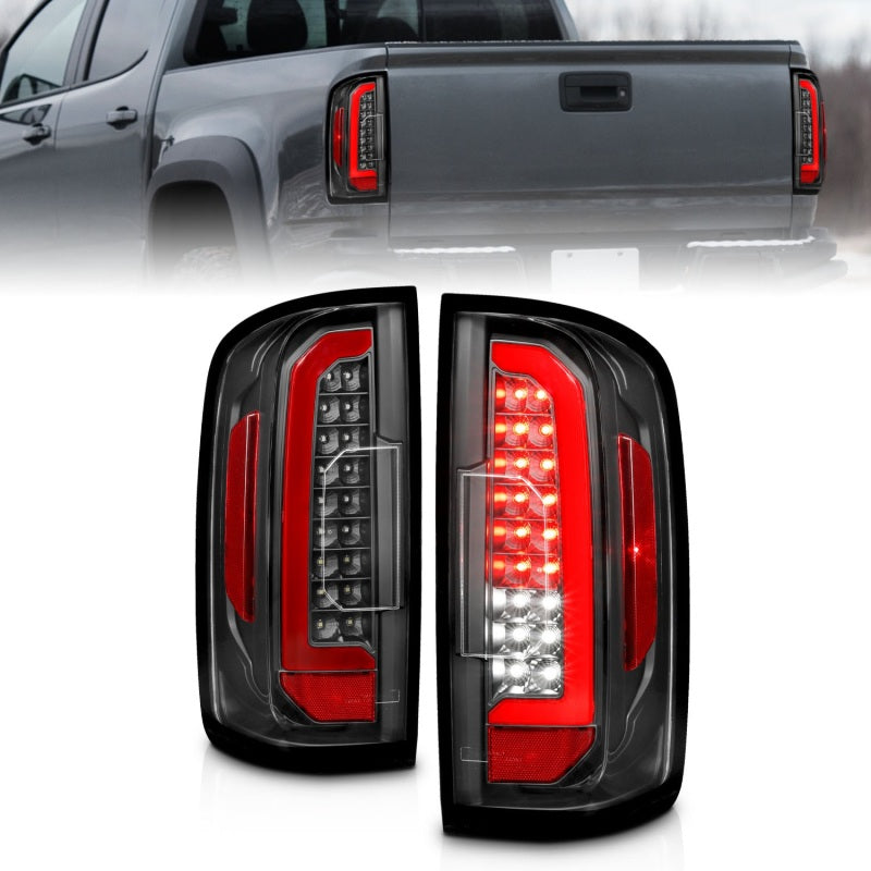 ANZO 311432 fits Chevrolet 15-21 Colorado Full LED Tail Lights w/ Red Lightbar Black Housing Clear Lens