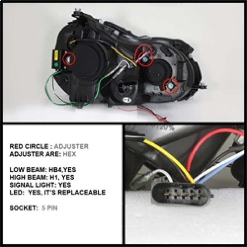 SPYDER 5038029 fits Mercedes Benz CLK Projector Halogen Model LED Halo DRL