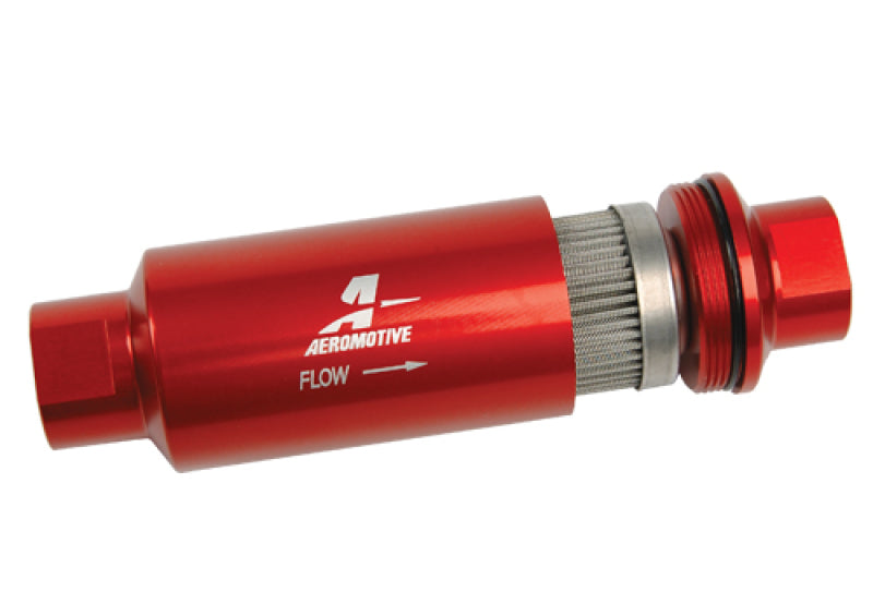 Aeromotive  12335 In-Line Filter - AN-10 size - 40 Micron SS Element - Red Anodi