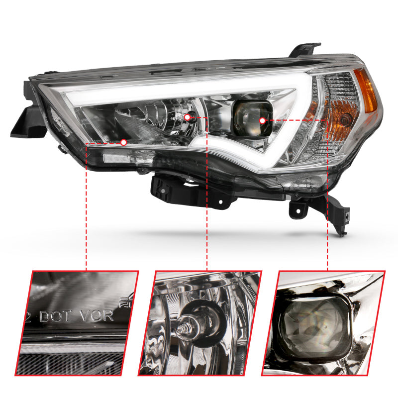 ANZO 111417 fits Toyota 14-18 4 Runner Plank Style Projector Headlights Chrome w/ Amber