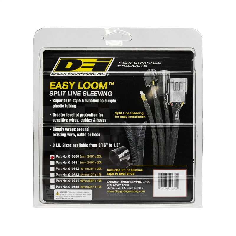 DEI  10650 Split Wire Sleeve Easy Loom 5mm-3/16in x 20 Black